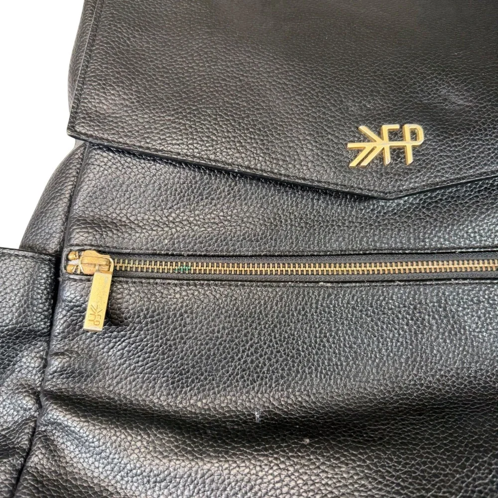Freshly Picked Black Leather Convertible‎ Backpack Diaper Bag Gold Hardware